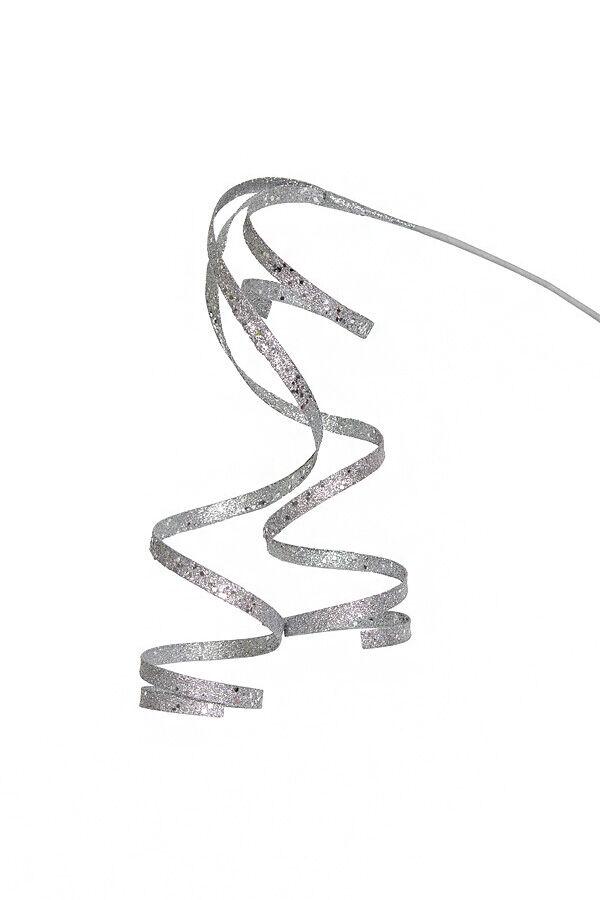 Ветка завиток декоративная серебряная с пайетками 3D FLS714